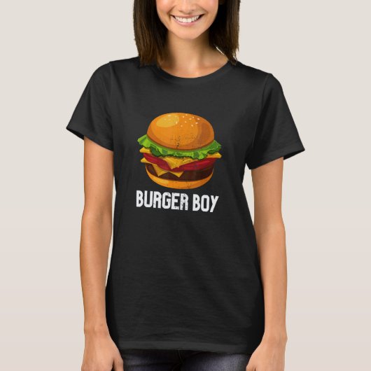 Burger Boy Cheeseburger Hamburger Veganisten T-shirt (Voorkant)