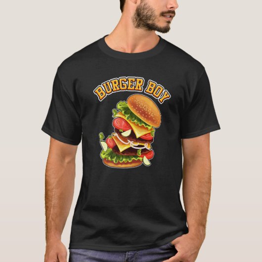 Burger Boy Hamburger Cheeseburger Funny Fast Food T-shirt (Voorkant)