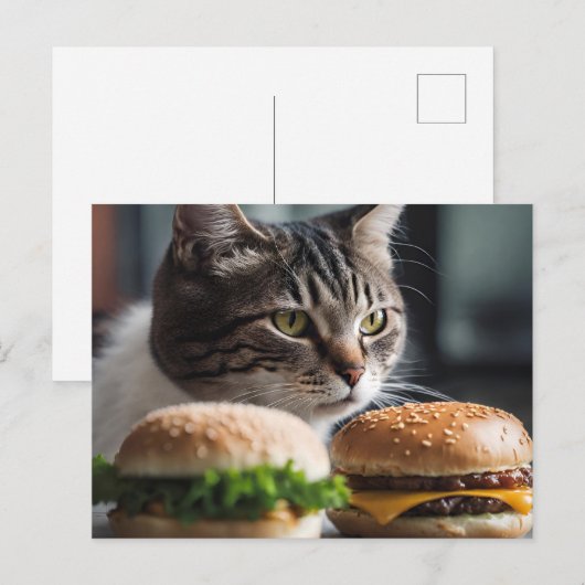 Burger Buddy - kattenkunst Briefkaart (Voorkant / Achterkant)