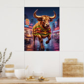 Burger Bull Neon Ranch Poster (Keuken)