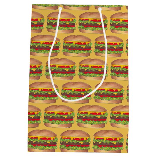 Burger Cheeseburger Fast Food Picknick Cookout Par Medium Cadeauzakje (Achterkant)
