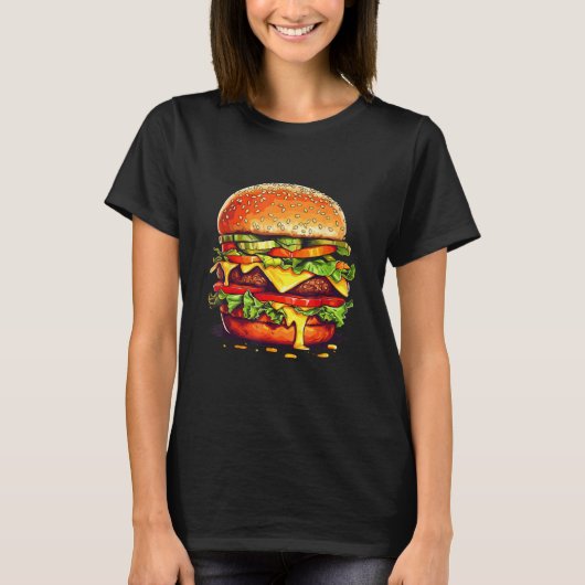 Burger Cheeseburger Hamburger Fast Food Burger Mot T-shirt (Voorkant)