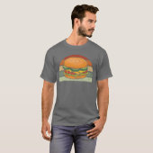Burger Cheeseburger Hamburger Fast Food Retro vint T-shirt (Voorkant volledig)