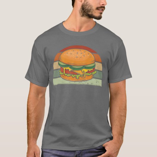 Burger Cheeseburger Hamburger Fast Food Retro vint T-shirt (Voorkant)