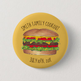 Burger Cheeseburger Reunion Picnic Cookout Party Ronde Button 5,7 Cm