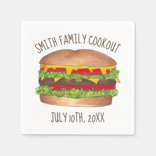 Burger Cheeseburger Reunion Picnic Cookout Party Servet