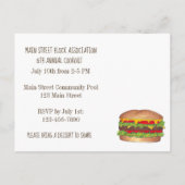 Burger Cheeseburger Reunion Picnic Cookout Party Uitnodiging Briefkaart (Achterkant)