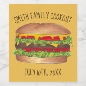 Burger Cheeseburger Reunion Picnic Cookout Party Wijn Etiket (Enkel label)