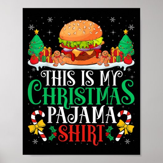 Burger Christmas Pajama Shirt Burger Lover Xmas Pa Poster (Voorkant)