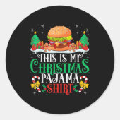 Burger Christmas Pajama Shirt Burger Lover Xmas Pa Ronde Sticker (Voorkant)