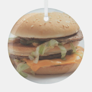 Burger Closeup Glas Ornament