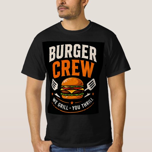 🍔 Burger Crew Fastfood Restaurant Personeel 👨🍳 T-shirt (Voorkant)