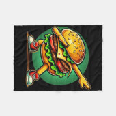 Burger Dabbing Dansen Grappig Burger Hamburger Ete Fleece Deken (Voorkant (Horizontaal))