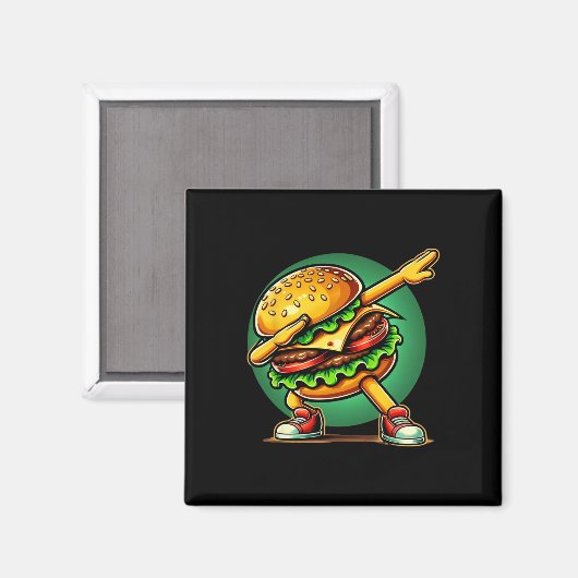 Burger Dabbing Dansen Grappig Burger Hamburger Ete Magneet (Voorkant / Achterkant)