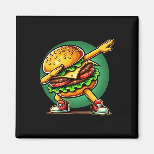Burger Dabbing Dansen Grappig Burger Hamburger Ete Magneet (Voorkant)