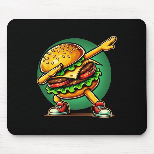 Burger Dabbing Dansen Grappig Burger Hamburger Ete Muismat (Voorkant)