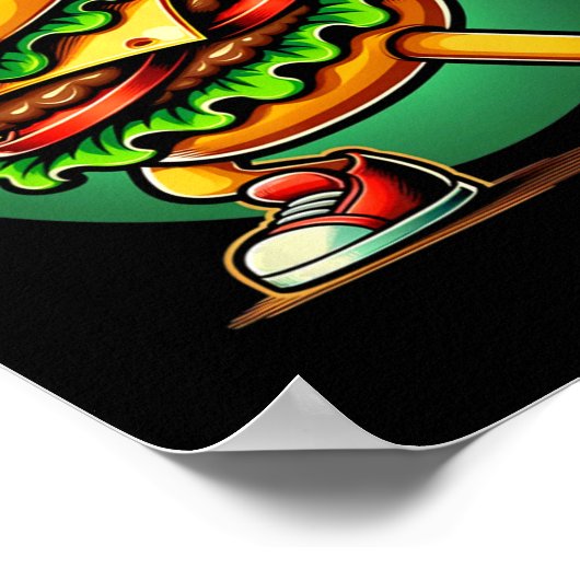 Burger Dabbing Dansen Grappig Burger Hamburger Ete Poster (Hoek)