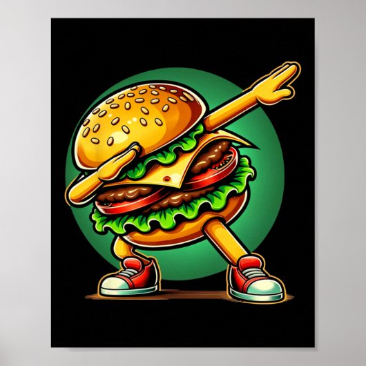 Burger Dabbing Dansen Grappig Burger Hamburger Ete Poster (Voorkant)