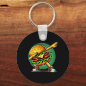 Burger Dabbing Dansen Grappig Burger Hamburger Ete Sleutelhanger (Voorkant)