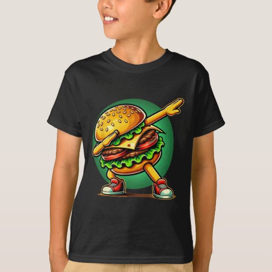 Burger Dabbing Dansen Grappig Burger Hamburger Ete T-shirt (Voorkant)