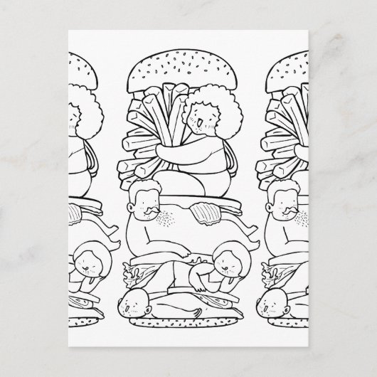 Burger Doodle Art Briefkaart (Voorkant)