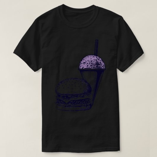 Burger en een Grape Snow Cone T-shirt (Design voorkant)