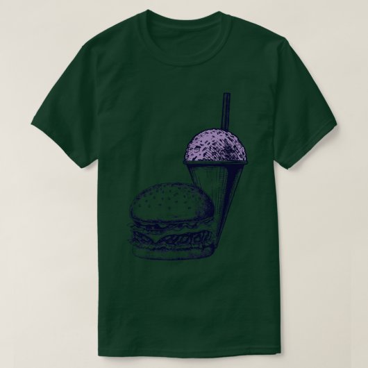 Burger en een Grape Snow Cone T-shirt (Design voorkant)