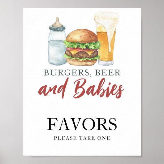 Burger en fles Baby shower gunsten Poster (Voorkant)