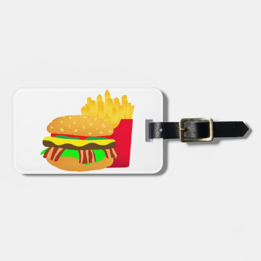 Burger en Fries Bagagelabel (Voorkant horizontaal)