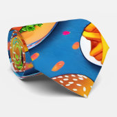Burger en Fries Colorful Cartoon Illustratie Stropdas (Opgerold)