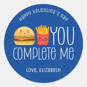 Burger en Fries Funny Cute Best Friend Valentijn Ronde Sticker