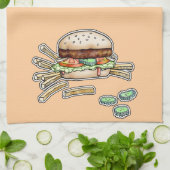 BURGER EN FRIES KITCHEN TOWEL THEEDOEK (Gevouwen)