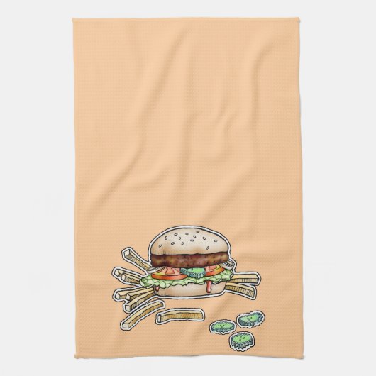 BURGER EN FRIES KITCHEN TOWEL THEEDOEK (Verticaal)