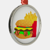 Burger en Fries Metalen Ornament (Rechts)