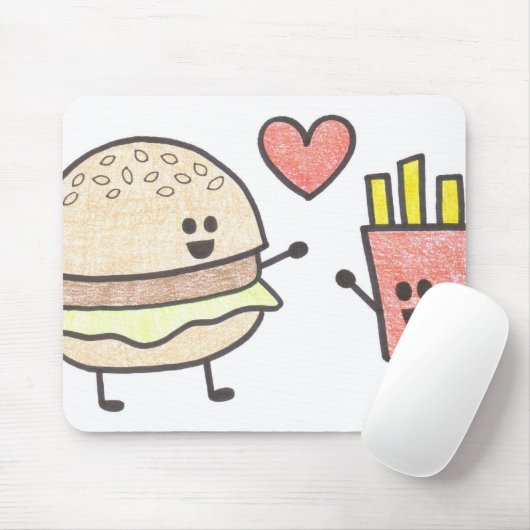 Burger en Fries Mousepad Muismat (Met muis)