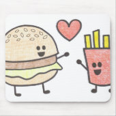 Burger en Fries Mousepad Muismat (Voorkant)