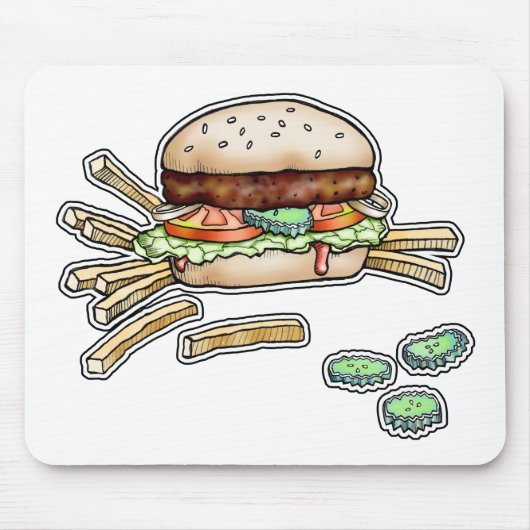BURGER EN FRIES MOUSEPAD MUISMAT (Voorkant)