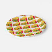 Burger en Fries Papieren Bordje (Gekanteld)