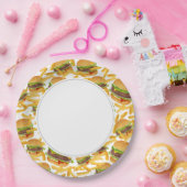 Burger en Fries Papieren Bordje (Feest)