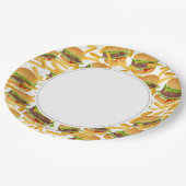 Burger en Fries Papieren Bordje (Gekanteld)