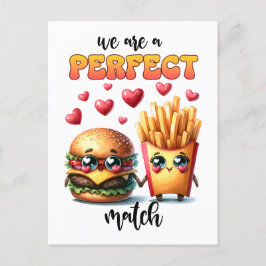 Burger en Fries Punny Valentijn Briefkaart