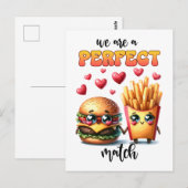 Burger en Fries Punny Valentijn Briefkaart (Voorkant / Achterkant)