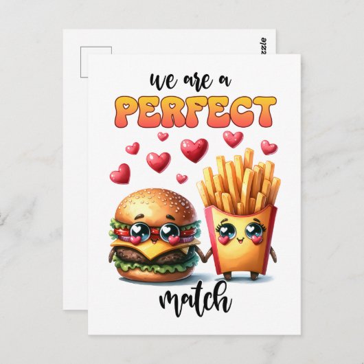 Burger en Fries Punny Valentijn Briefkaart (Voorkant / Achterkant)