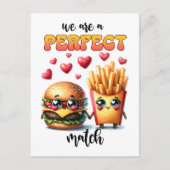 Burger en Fries Punny Valentijn Briefkaart (Voorkant)