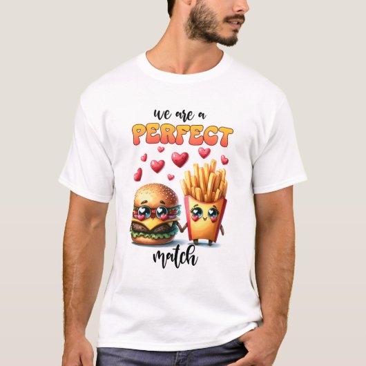 Burger en Fries Punny Valentijn T-shirt (Voorkant)