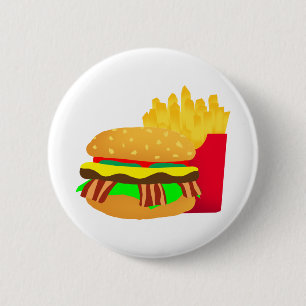 Burger en Fries Ronde Button 5,7 Cm