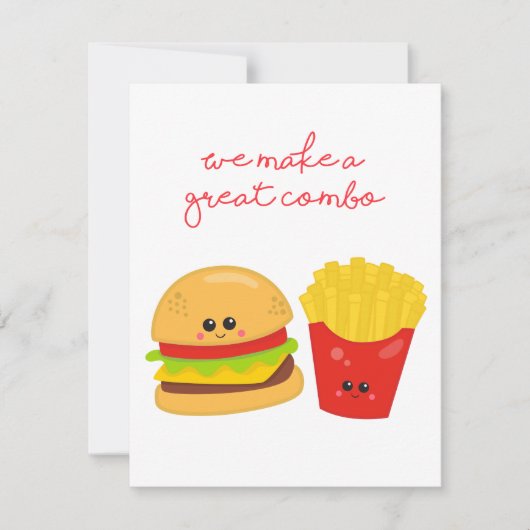 Burger en friet Valentijnsdag kaart (Voorkant)