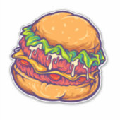 Burger Fast Food Cartoon Sticker (Voorkant)