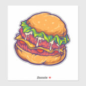 Burger Fast Food Cartoon Sticker (Vel)