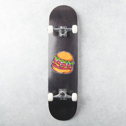 Burger Fast Food Cartoon Sticker (Skateboard)